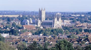 View of Canterbury Cathedral and city