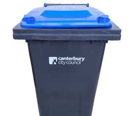 Blue recycling bin